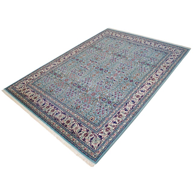 1980s Vintage Hand Knotted Turkish Rug Hereke Carpet - 7′1″ × 9′6″ For Sale - Image 4 of 18