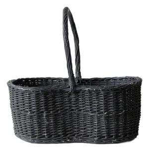 Vintage Black Woven Gathering Basket
