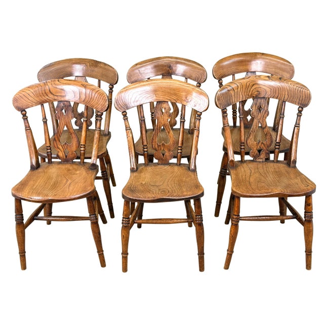 Mid-19th Century Farmhouse Kitchen Windsor Dining Chairs, 1860, Set of 6 For Sale - Image 15 of 16