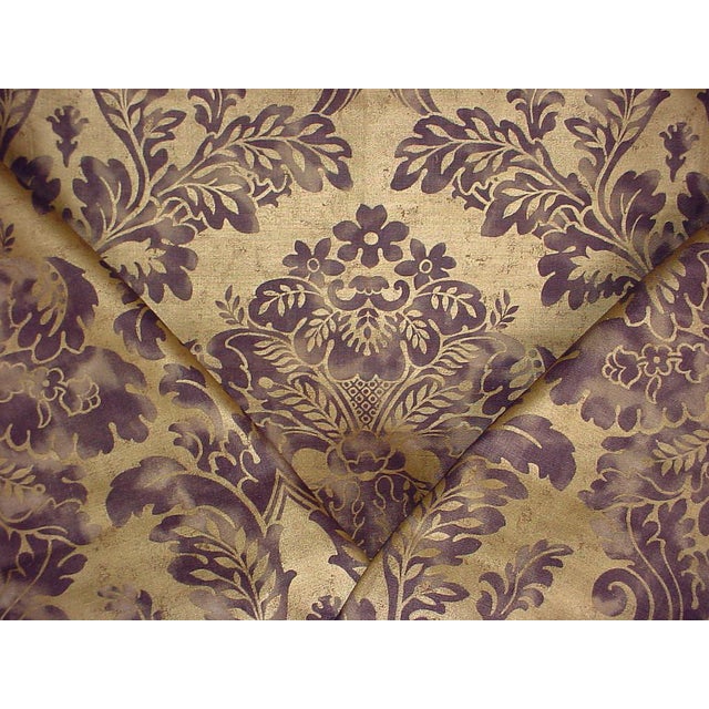 Mulberry Fresco Gold Handprint Damask Linen Upholstery Fabric 7 1/2