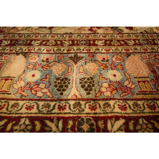 1900s Green Antique Intricate Floral Motifs Knotted Wool Persian Mashad Rug For Sale - Image 4 of 8