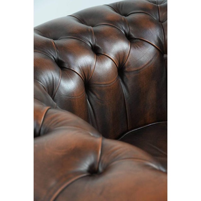 English Style Brown Cowhide Chesterfield Armchair For Sale - Image 12 of 17