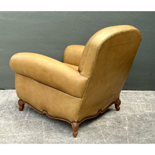 Late 20th Century Vintage Ralph Lauren Deco Leather Club Chair For Sale - Image 5 of 12