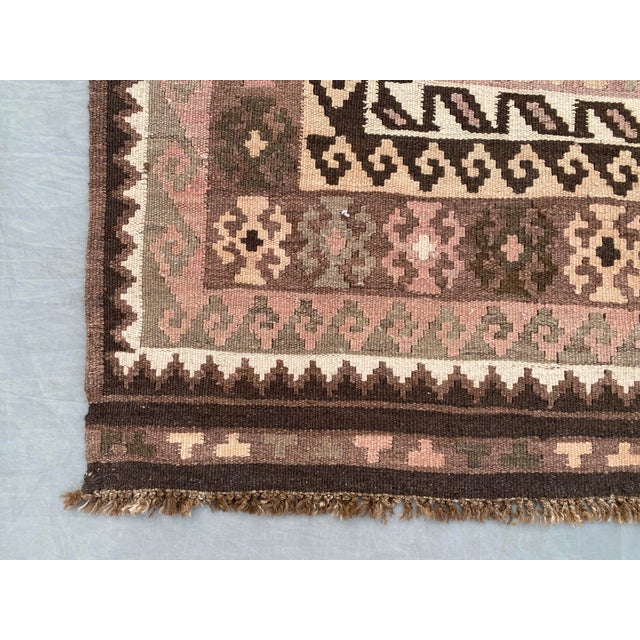 Afghan Maimana Kilim Accent Rug, Handwoven Wool, 3x7, Mauve & Sage For Sale - Image 11 of 11