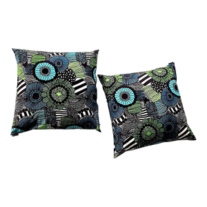 Cotton Marimekko "Pieni Siirtolapuutarha" Pillows Designed by Maija Louekari, a Pair