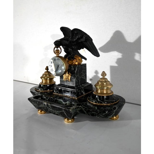 Empire Style Marble and Bronze Clock Set, Late 1800s, Set of 5 For Sale - Image 6 of 18