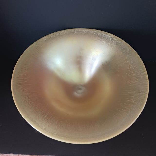Glass Steuben Aureen Glass Bowl With Extremely Rare Separate Base For Sale - Image 7 of 7