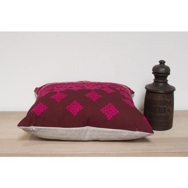 1960s Rindu Embroidered Floral Pillow For Sale - Image 5 of 7