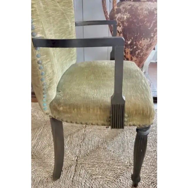 Mid Century Arm Chair in Velvet With Nail Heads For Sale - Image 10 of 11