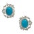 Mid 20th Century Turquoise Oval Cabochon and Round Diamond Earrings in 18k White Gold, A Pair For Sale