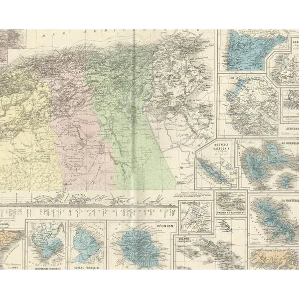 Antique Map of Algeria and the French Colonies, 1875 For Sale - Image 4 of 10