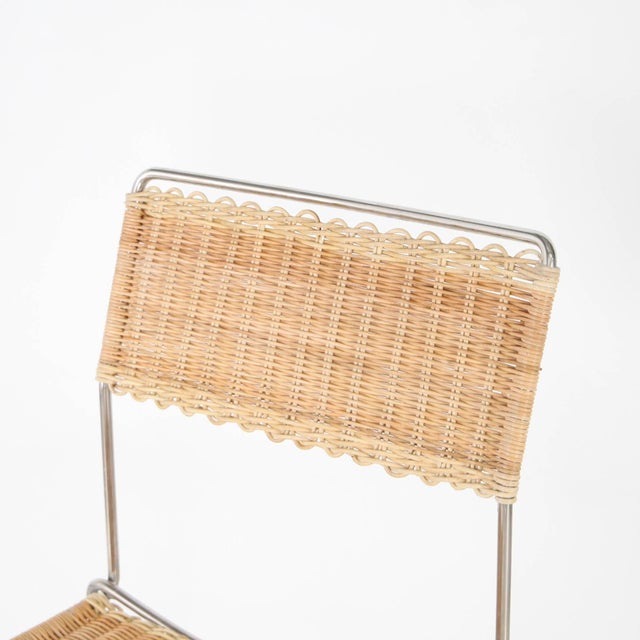 Light Yellow Wicker and Chrome Chairs, 1980s, Set of 4 For Sale - Image 8 of 14