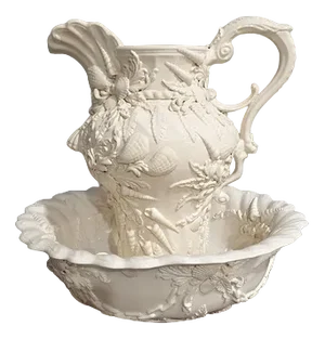 Creamware Jug and Bowl, 1920s, Set of 2