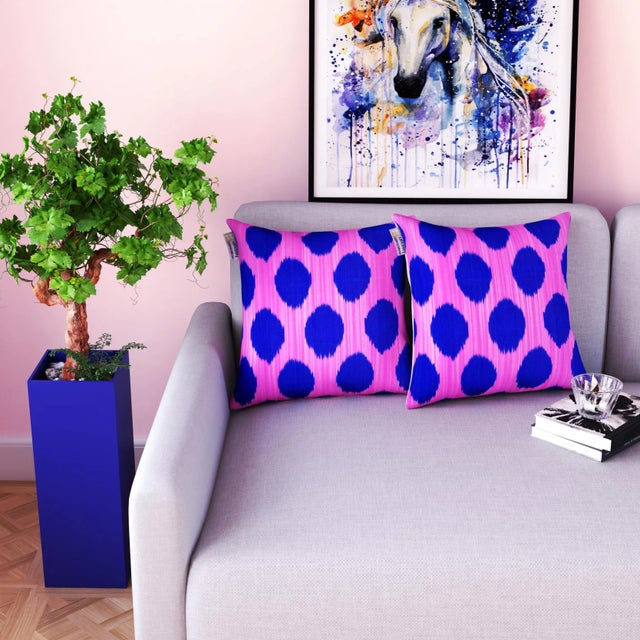 Contemporary Handmade Luxury Silk Throw Pillow With Down Feather Insert For Sale - Image 4 of 9