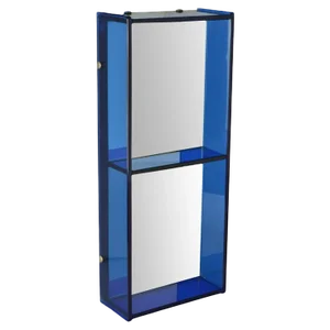 Blue Glass Wall Mirror attributed to Crystal Arte from Fontana Arte, 1960s