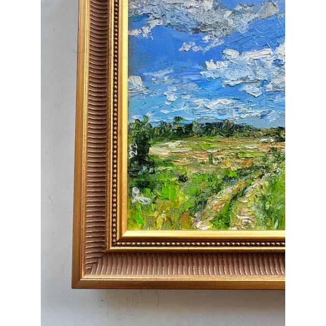 2020s Landscape Painting Plein Air Gilt Wood Frame Oil on Canvas For Sale - Image 5 of 10