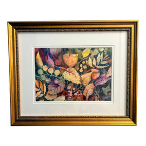 Kathy Los-Rathburn Original Signed Watercolor Painting "Fall Leaves" 13"x16" Framed
