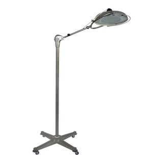 Scialytique French Industrial Surgical Floor Lamp With Pivoting Adjustable Arm For Sale