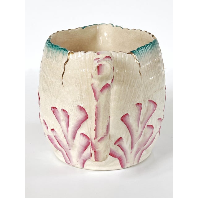 Ceramic Antique 19th C Majolica Shells & Seaweed Pitcher Cream, Large 7 1/4" Tall C1880 For Sale - Image 7 of 7