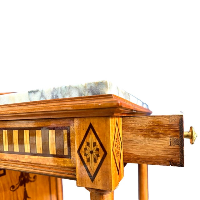 Pair of 19 Century Biedermeier's Nightstand or Side Tables With Marble Top. For Sale In New York - Image 6 of 6