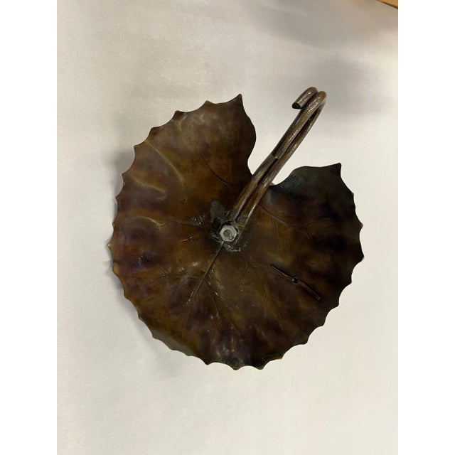Early 20th Century Japanese Mission Arts & Crafts Aesthetic Movement Brass Lily Pad Candle Holder For Sale - Image 12 of 13