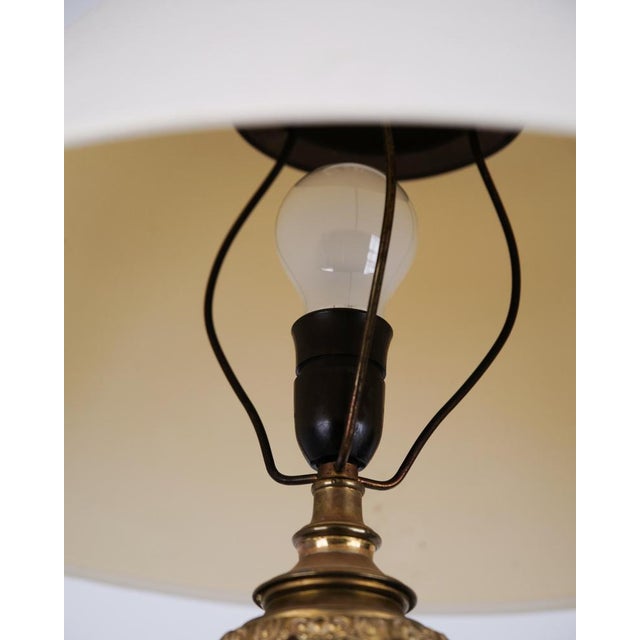 Lamp in White Opaline Glass with Red Pattern and Brass Base, 1880s For Sale - Image 4 of 7