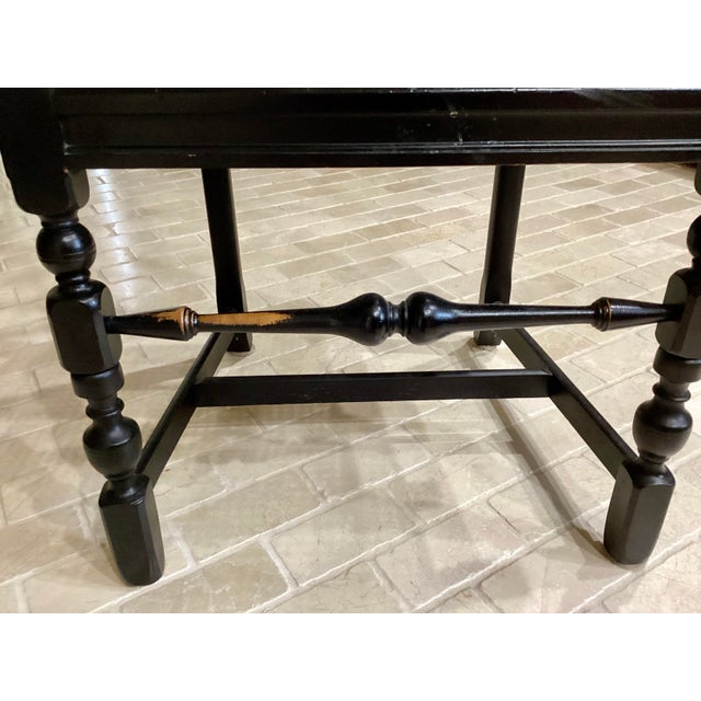 Antique Art Nouveau Ladderback Black Dining Side Desk Hall Arm Chair W/Cane Seat 41“ Tall For Sale In South Bend - Image 6 of 9