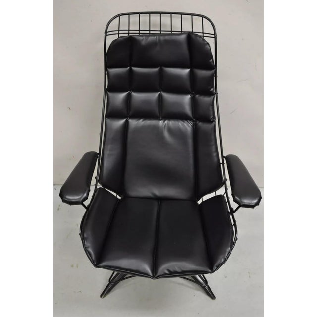 Mid-Century Modern Mid 20th Century Vintage Mid Century Modern Homecrest Tall Swivel Wrought Iron Black Lounge Chair For Sale - Image 3 of 11