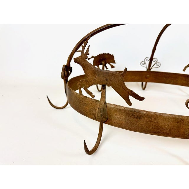 Antique French Kitchen Pot Rack in Wrought Iron, 1800s For Sale - Image 6 of 16