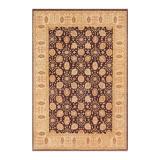 Shabby Chic Oriental Ziegler Aubergine/Beige Wool Rug - 9'0'' X 12'0'' For Sale