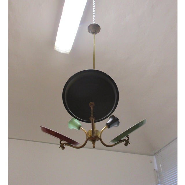 Metal Mid-Century 3-Light Chandelier, Italy, 1950s For Sale - Image 7 of 10