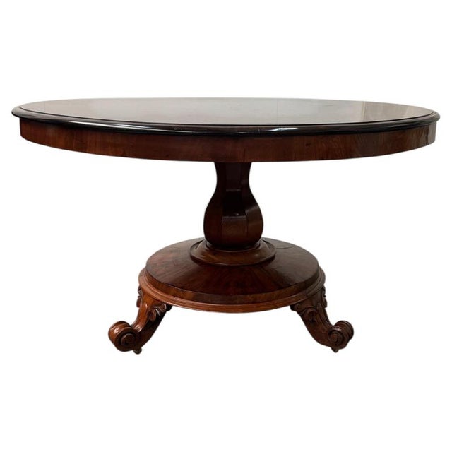Brown Large Antique English Regency Circular Tilt Top Dining Table For Sale - Image 8 of 8
