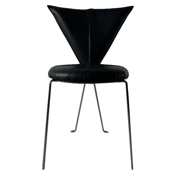 Black Leatherette Metal Chairs from Lubke, 1990s, Set of 6 For Sale