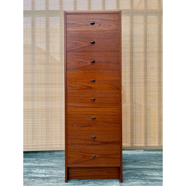Mid-Century Modern Mid Century Danish Modern Teak Highboy / Lingerie Chest of Drawers. Circa 1970s For Sale - Image 3 of 18