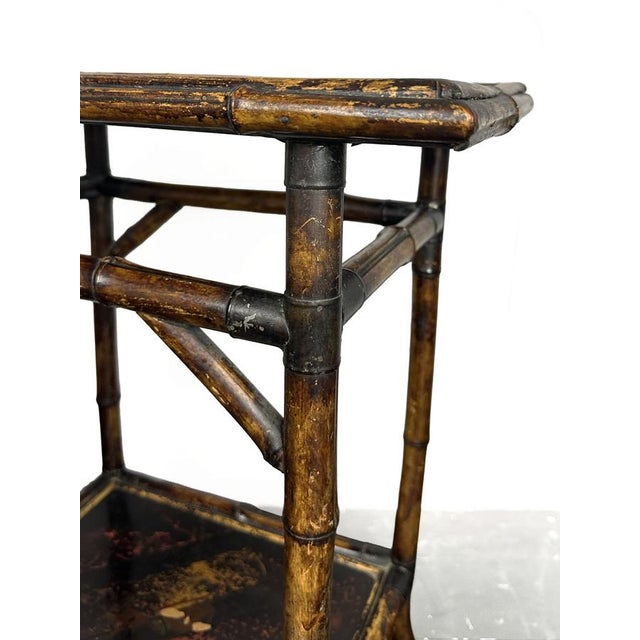 Antique English Chinoiserie 2-Tier Tiger Bamboo Side Table, 1870 For Sale - Image 10 of 11