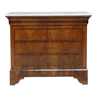 French Louis Philippe Period Bookmatched Walnut Veneer Commode For Sale