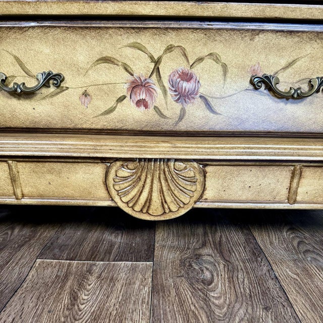 Wood Vintage Painted Floral Bombe Chest of Drawers For Sale - Image 7 of 13