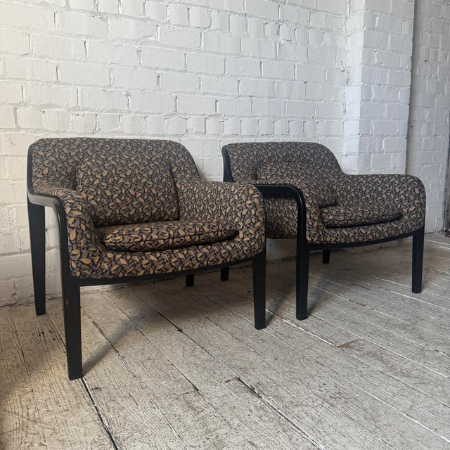 Set of two (2 ) womb chairs. by Bill Stephens for Knoll. Ebonized and reupholstered by a previous owner.