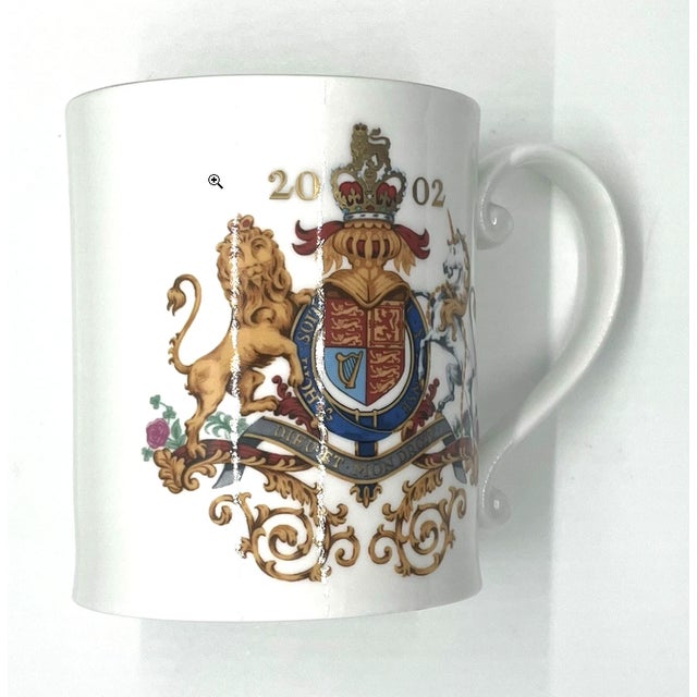 2000 - 2009 2002 Royal Jubilee Coffee/Tea Cup, English Fine Bone China, "God Save the Queen" For Sale - Image 5 of 6