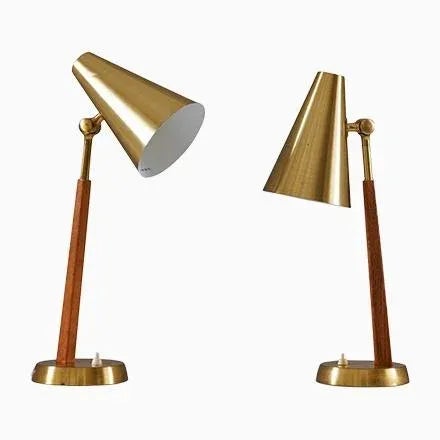 Mid-Century Scandinavian Table Lamp in Brass & Oak from Falkenbergs For Sale - Image 13 of 13