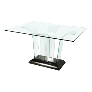 Art Deco Curved Glass Console Table With Black Lacquered Base by Modernage