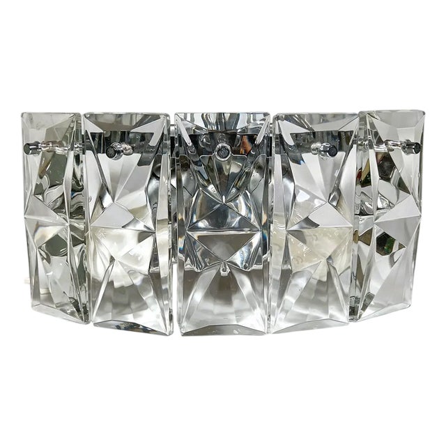 Crystal & Chrome Wall Light from Kinkeldey, 1980s For Sale