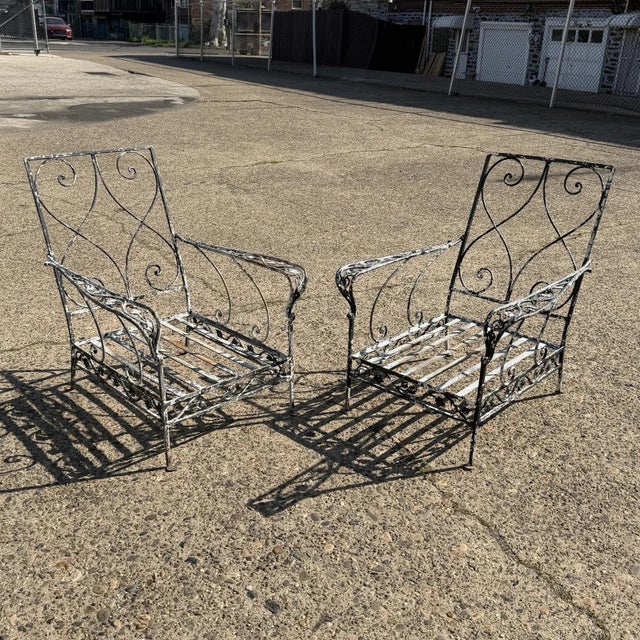 Vintage Florentine Craft Studio Salterini Style Wrought Iron Lounge Chairs, Pair For Sale - Image 13 of 14