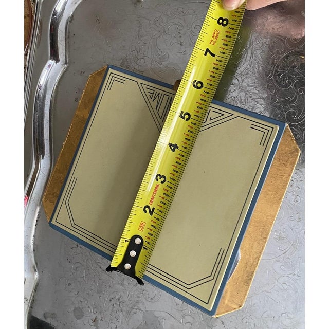 Art Deco Cara Nome Vanity Set With Blue Enamel Compacts & Original Box For Sale - Image 10 of 11