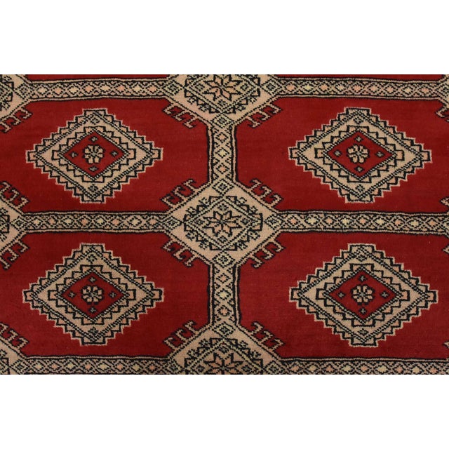 Bokhara Jaldar Rug 8’3” X 10’2” Red Wool Tribal Hand-Knotted Oriental Carpet For Sale - Image 10 of 14