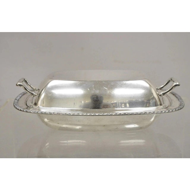 Vintage World Silver on Copper Lidded Vegetable Serving Platter With Handles For Sale - Image 10 of 11