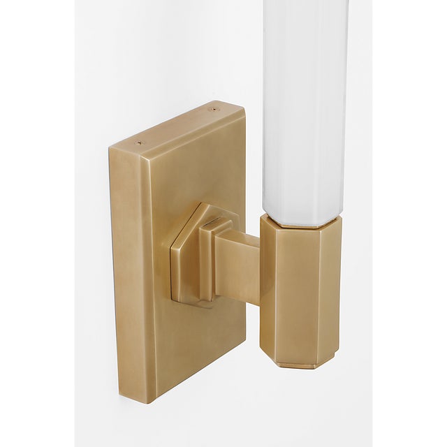 Traditional Chapman & Myers for Visual Comfort Signature Hawthorne 30" Linear Bath Light in Antique-Burnished Brass with White Glass For Sale - Image 3 of 6