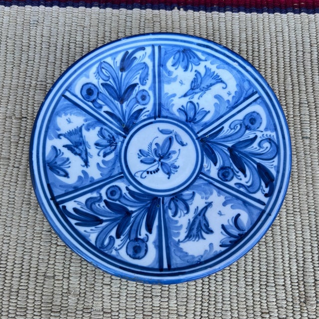 Vintage Guertes Sevilla Talavera Blue and White Decorated Plate, Spain, Circa 1970's For Sale - Image 12 of 12