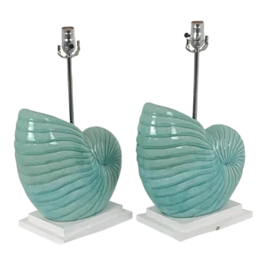 Large Crackle Porcelain Nautilus Shell Lamp
