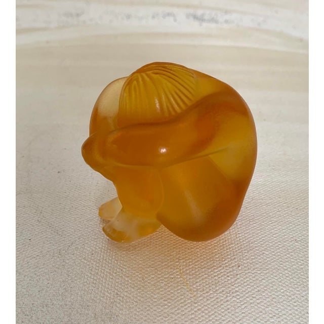 Figurative Lalique Amber Crystal Sitting Figure - Signed and With Box For Sale - Image 3 of 9